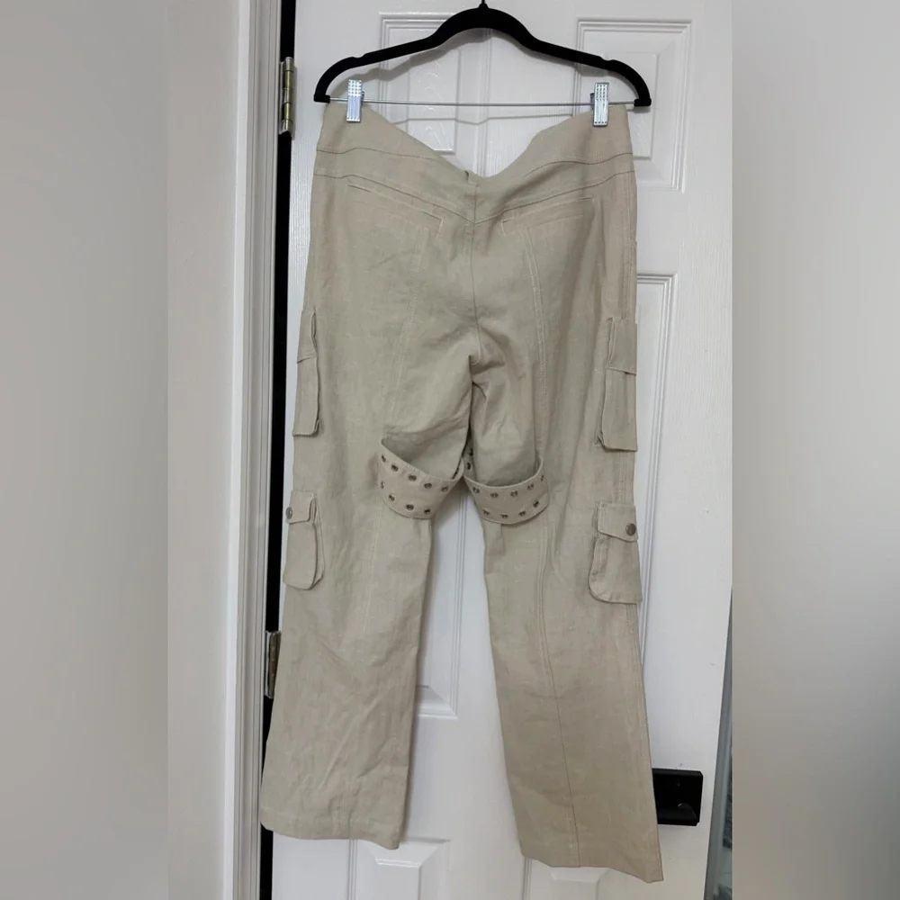 Zara Linen blend Limited edition new with tags Cargo Pants with Studded Straps
